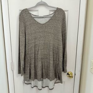 Habitat Clothes to Live In Gray Tunic Sweatshirt Heather Gray Size Medium V Neck